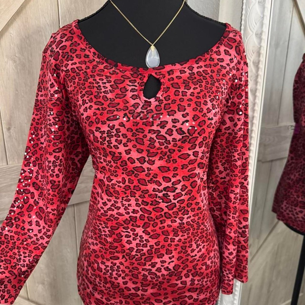 Vintage Y2K No Boundaries Red Leopard Print Sequin Top🐆 - XL